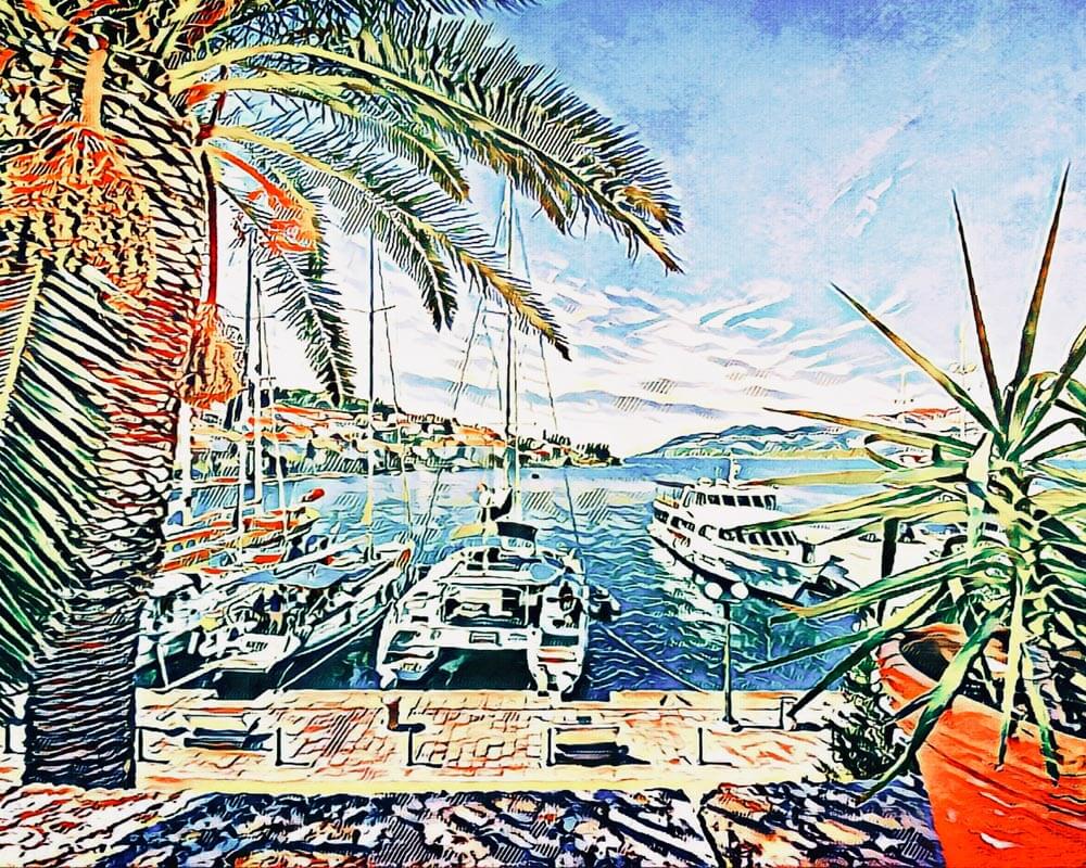 Malen nach Zahlen - Malen nach Zahlen - Hafen von Korcula - by zamart