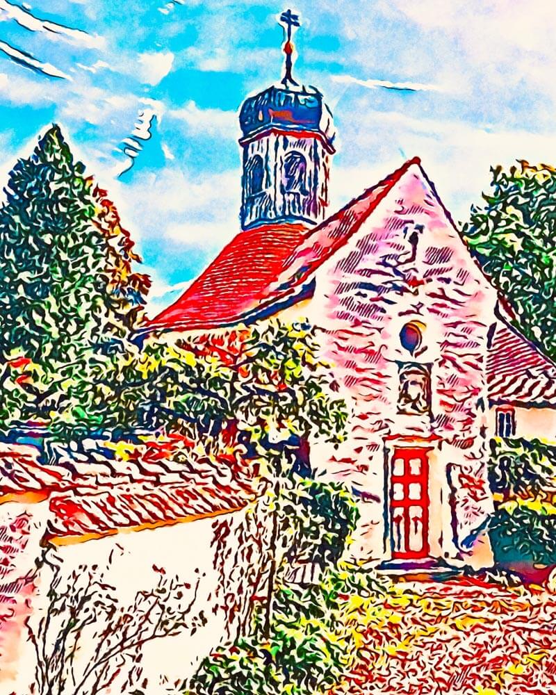 Malen nach Zahlen   Malen nach Zahlen   Kirche in Süddeutschland   by zamart