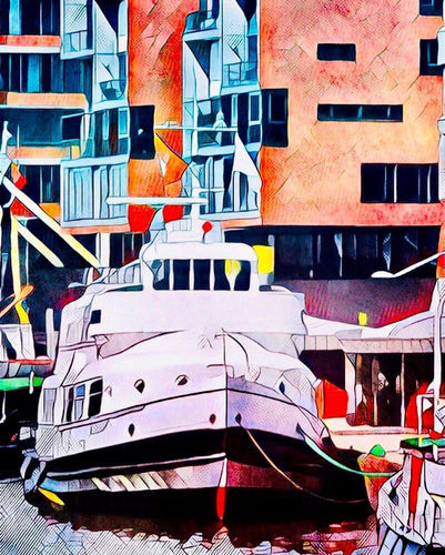 Malen nach Zahlen - Malen nach Zahlen - Schiff in der Hafencity - by zamart