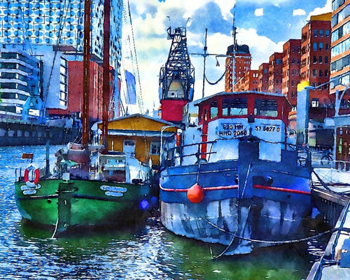 Malen nach Zahlen - Schiffe in Hamburg, Stadt in Deutschland by Zamart