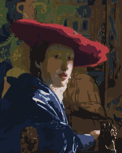 Malen nach Zahlen - Malen nach Zahlen - Das Mädchen mit einem rotem Hut - Johannes Vermeer