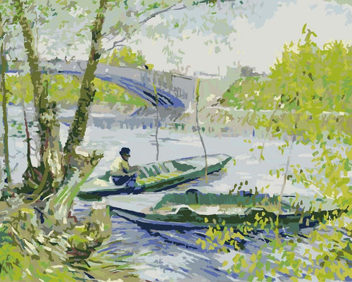 Malen nach Zahlen - Malen nach Zahlen - Angeln im Frühling, Pont de Clichy - Vincent van Gogh