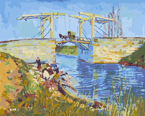 Malen nach Zahlen - Malen nach Zahlen - Die Brücke von Langlois in Arles mit Wäscherinnen - Vincent van Gogh