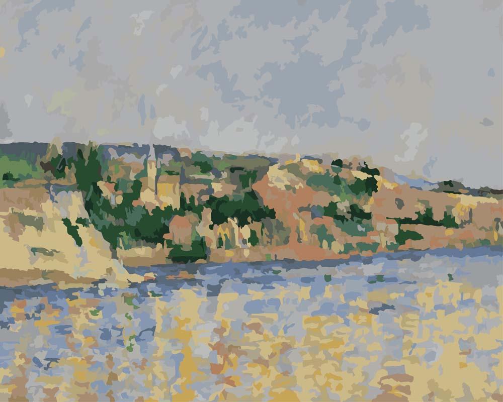 Malen nach Zahlen   Malen nach Zahlen   Dorf am Wasserrand   Paul Cezanne