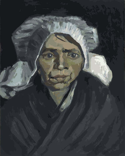Malen nach Zahlen - Malen nach Zahlen - Kopf einer Bäuerin mit weißer Haube - Vincent van Gogh
