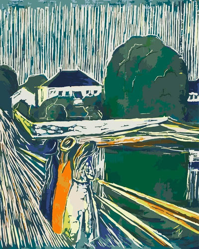 Malen nach Zahlen - Malen nach Zahlen - Mädchen auf der Brücke - Edvard Munch