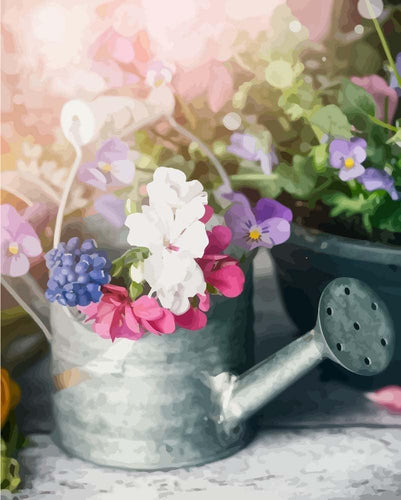 Malen nach Zahlen - Malen nach Zahlen - Gießkanne mit Blumen