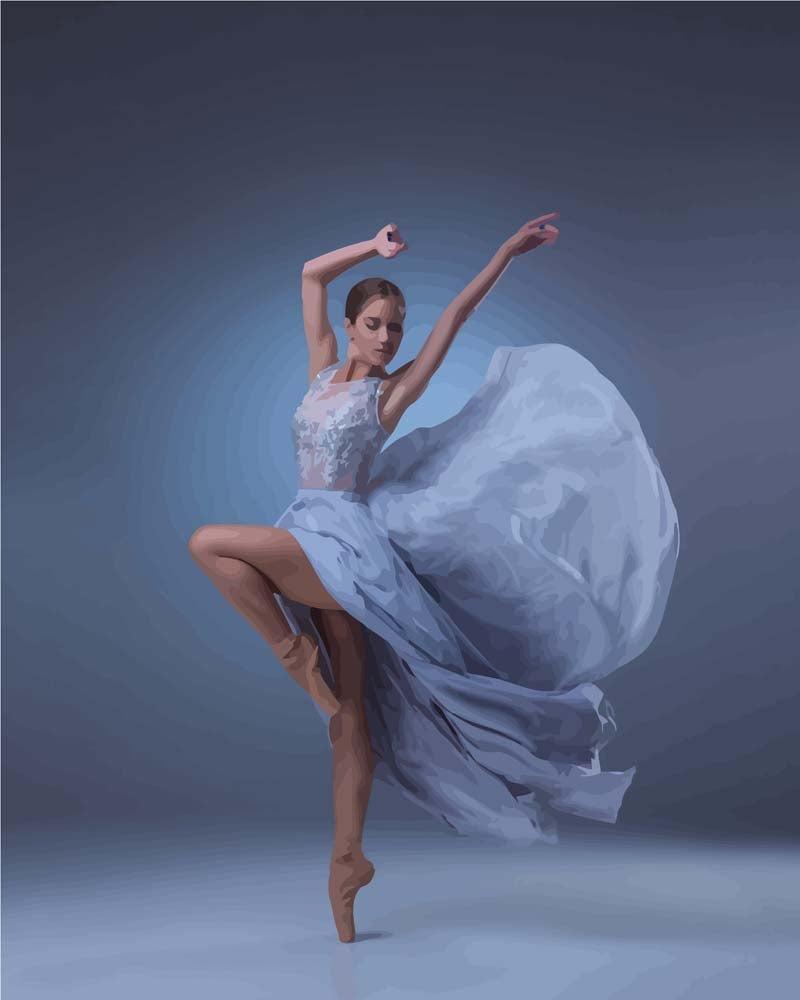 Malen nach Zahlen   Malen nach Zahlen   Schöne Ballerina im blauen Kleid