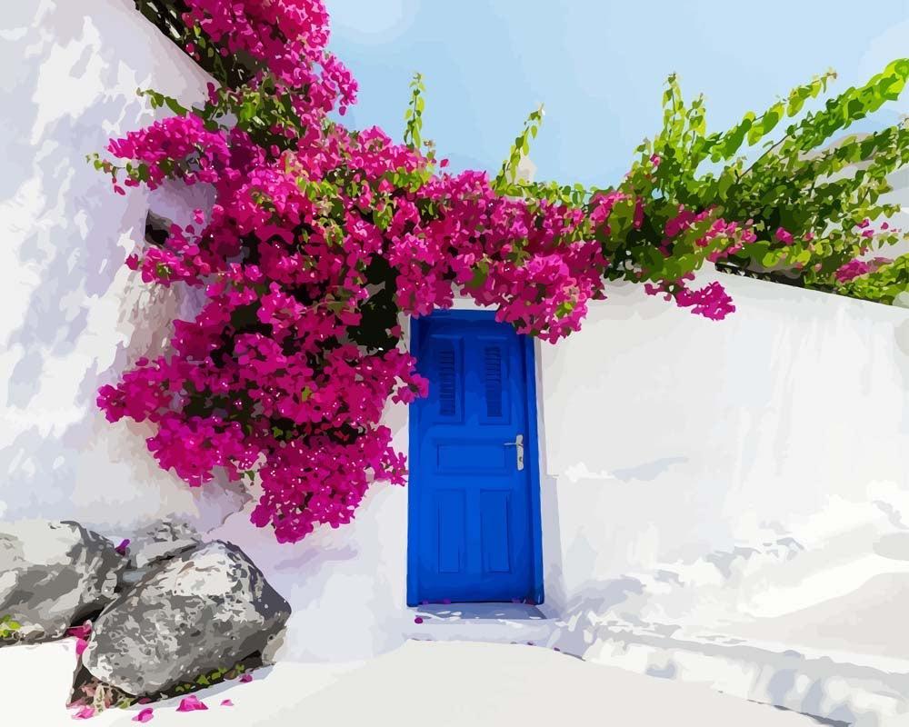 Malen nach Zahlen   Traditionelles griechisches Haus in Santorini