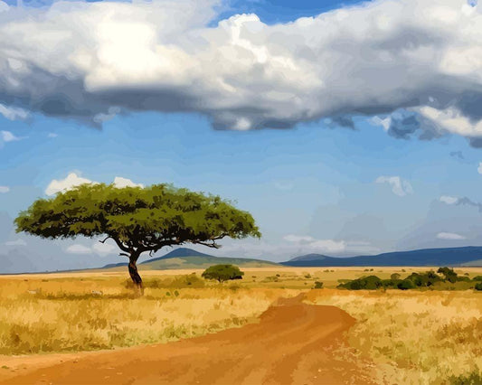 Malen nach Zahlen - Malen nach Zahlen - Verlassener Baum in Afrika