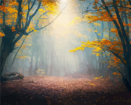 Malen nach Zahlen - Malen nach Zahlen - Wald im Nebel