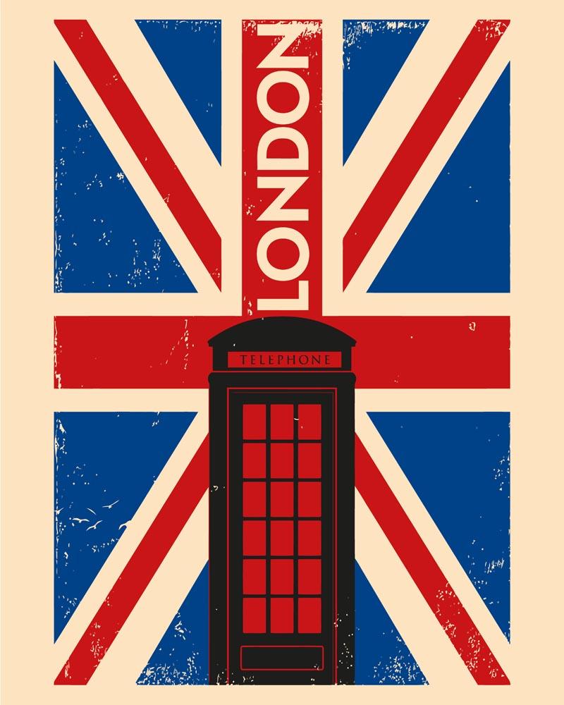 Malen nach Zahlen   Malen nach Zahlen   Retro   London rote Zelle