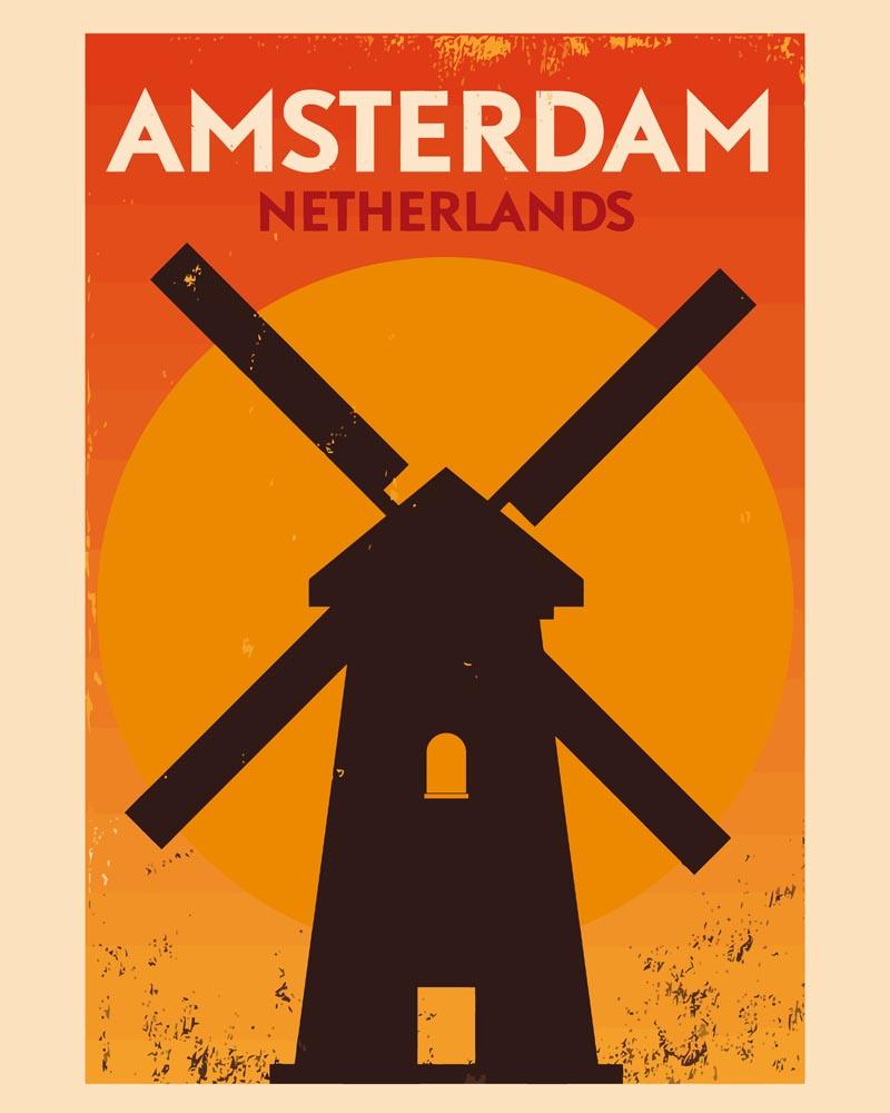 Malen nach Zahlen - Malen nach Zahlen - Retro - Amsterdam Mühle