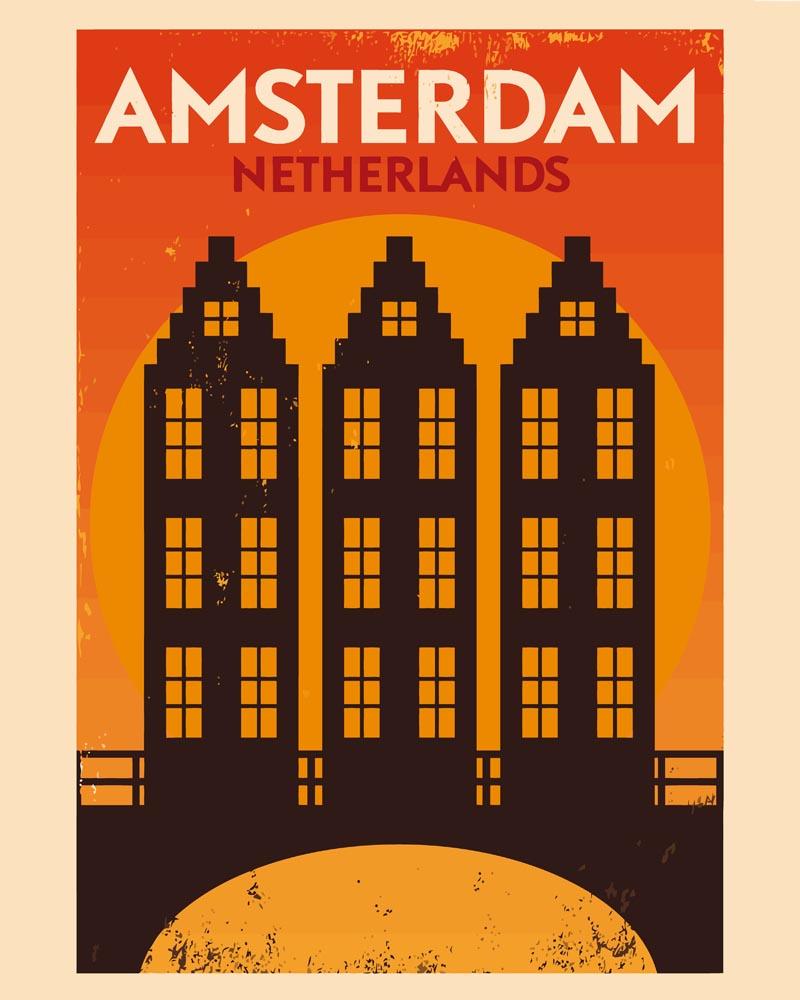 Malen nach Zahlen   Malen nach Zahlen   Retro   Amsterdam Kanal
