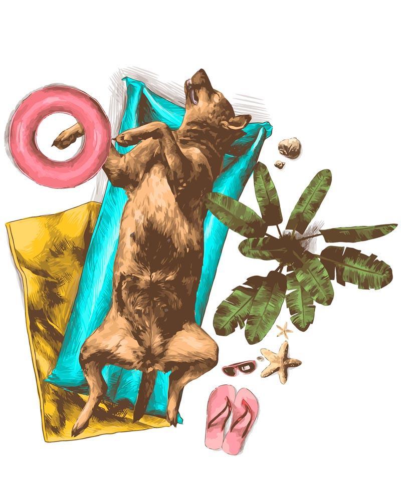 Malen nach Zahlen   Malen nach Zahlen   Hund am chillen