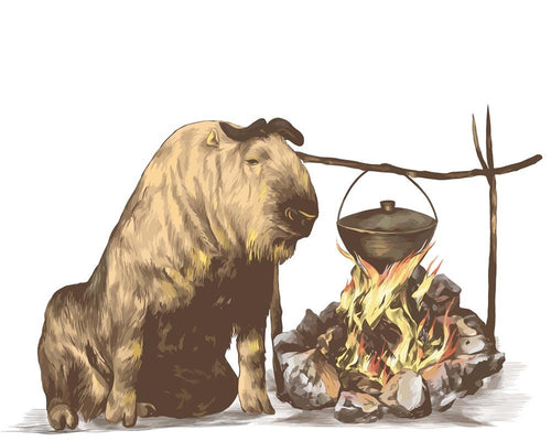 Malen nach Zahlen - Malen nach Zahlen - Bulle am Feuer