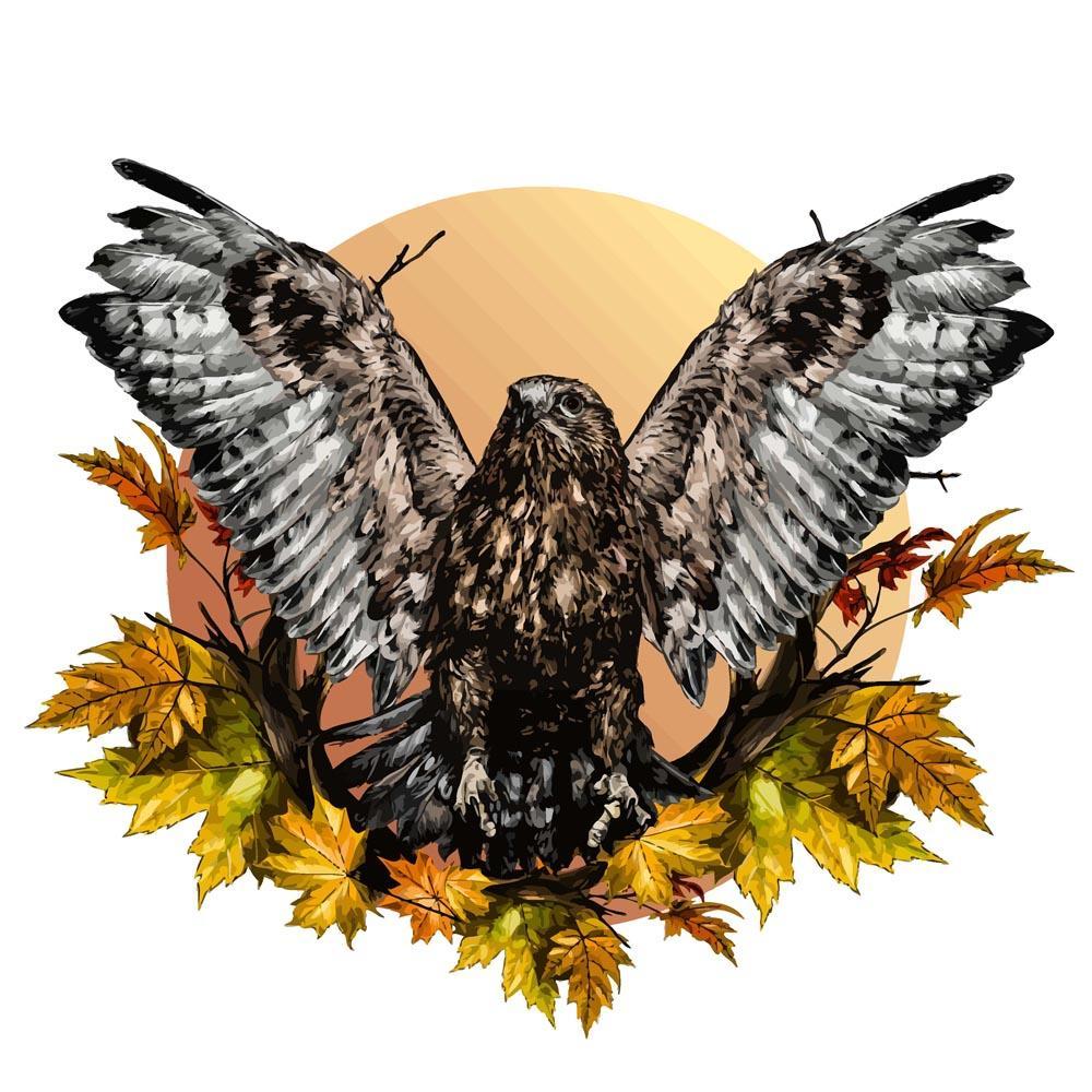 Malen nach Zahlen   Malen nach Zahlen   Falke in Herbstblätter