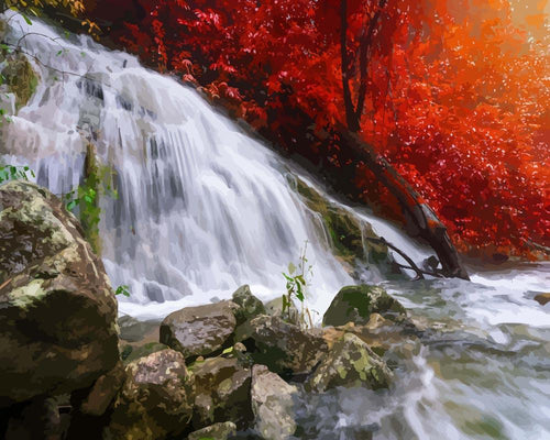 Malen nach Zahlen - Malen nach Zahlen - Pitugro Wasserfall im Regenwald