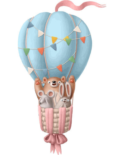 Malen nach Zahlen - Malen nach Zahlen - Heißluftballon - Bär, Maus, Hase