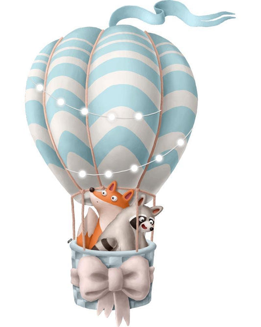 Malen nach Zahlen - Malen nach Zahlen - Heißluftballon - Fuchs und Waschbär