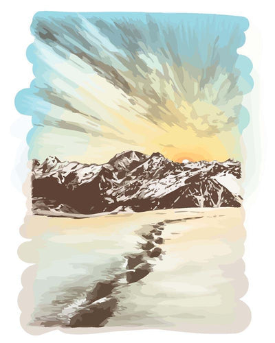 Malen nach Zahlen - Malen nach Zahlen - Berge bei Sonnenuntergang