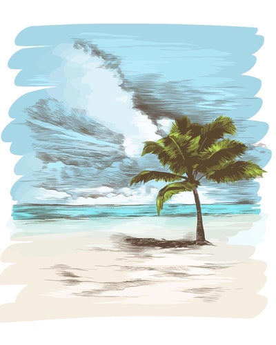 Malen nach Zahlen - Malen nach Zahlen - Sandstrand mit Palen