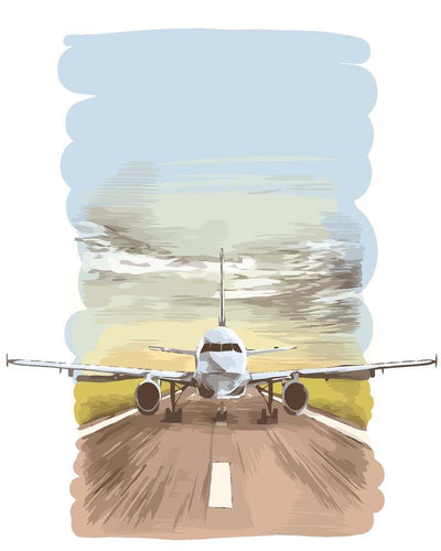 Malen nach Zahlen - Malen nach Zahlen - Das Flugzeug auf der Landebahn