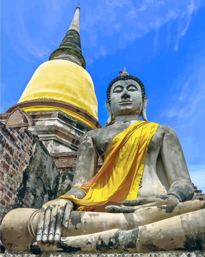 Malen nach Zahlen - Malen nach Zahlen - Buddha Statue am Wat-Yai-Chaimongkol - Thailand