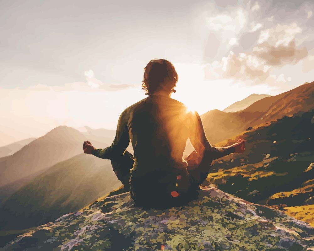 Malen nach Zahlen   Malen nach Zahlen   Meditation am Berg