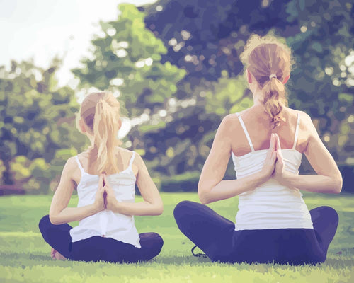 Malen nach Zahlen - Malen nach Zahlen - Mutter - Tochter - Yoga