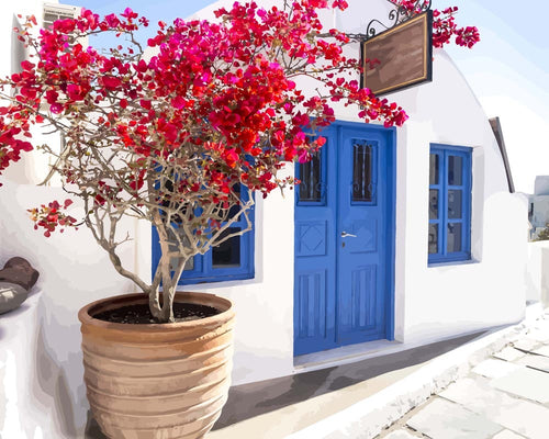 Malen nach Zahlen - Malen nach Zahlen - Weiße Architektur in Santorini