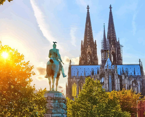 Malen nach Zahlen - Malen nach Zahlen - Köln bei Sonnenuntergang
