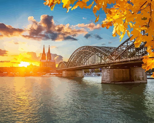 Malen nach Zahlen - Malen nach Zahlen - Kölner Dom bei Sonnenuntergang