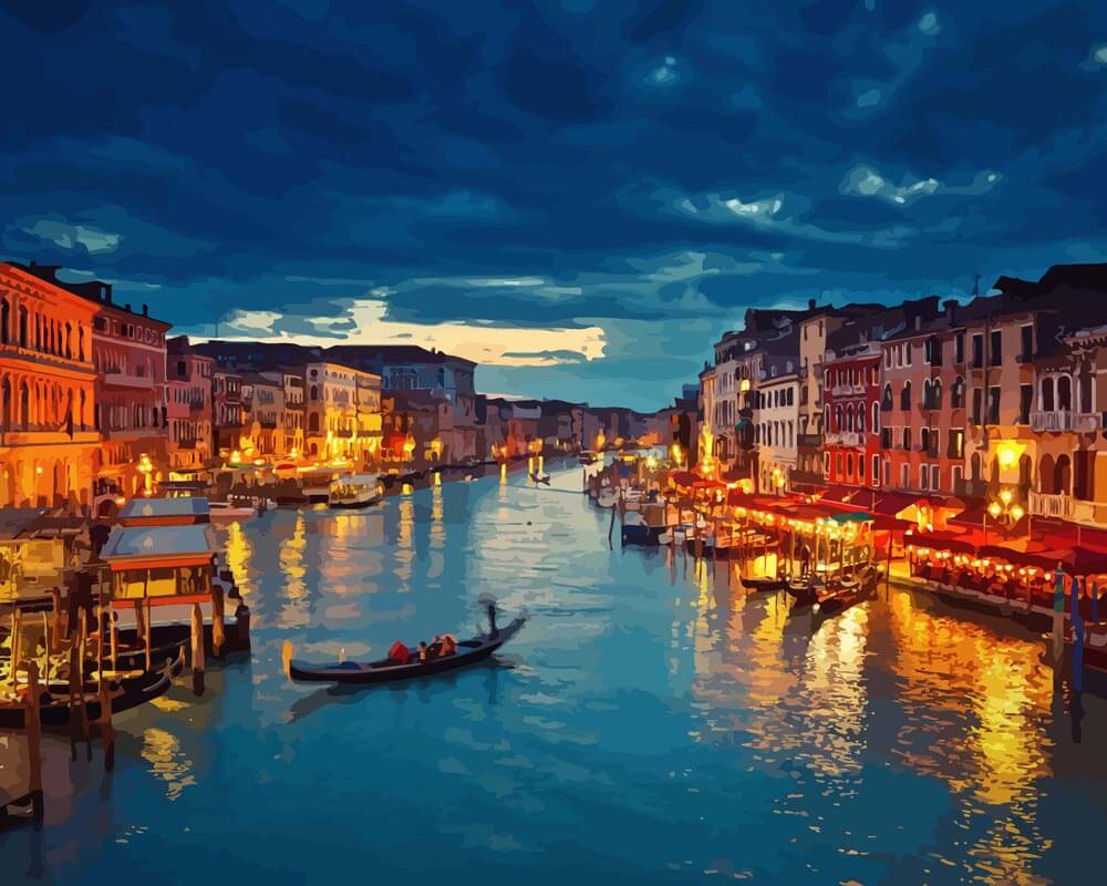 Malen nach Zahlen - Malen nach Zahlen - Venedig bei Nacht