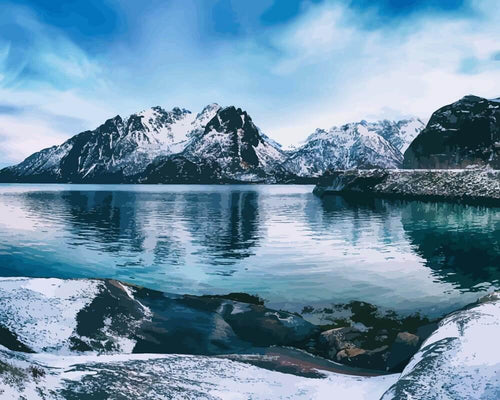 Malen nach Zahlen - Malen nach Zahlen - Norwegischer See im Winter