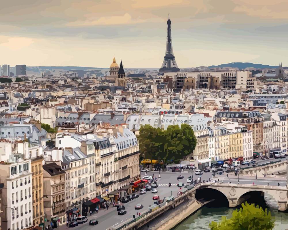 Malen nach Zahlen   Malen nach Zahlen   Paris Skyline mit Eiffelturm