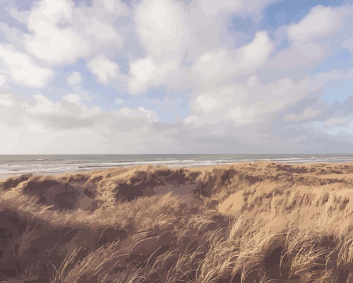 Malen nach Zahlen - Sonniger Strand mit Sanddünen in Dänemark - Nordsee