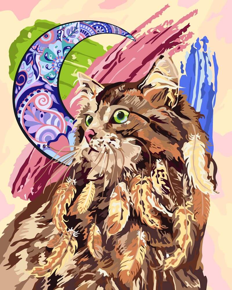 Malen nach Zahlen   Malen nach Zahlen   Katze im Mondlicht