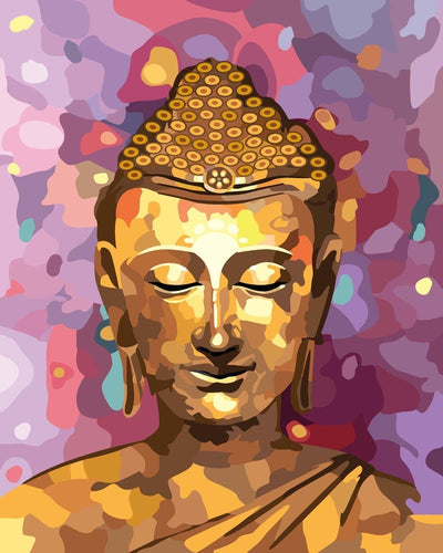 Malen nach Zahlen - Malen nach Zahlen - Der goldene Buddha in Pink