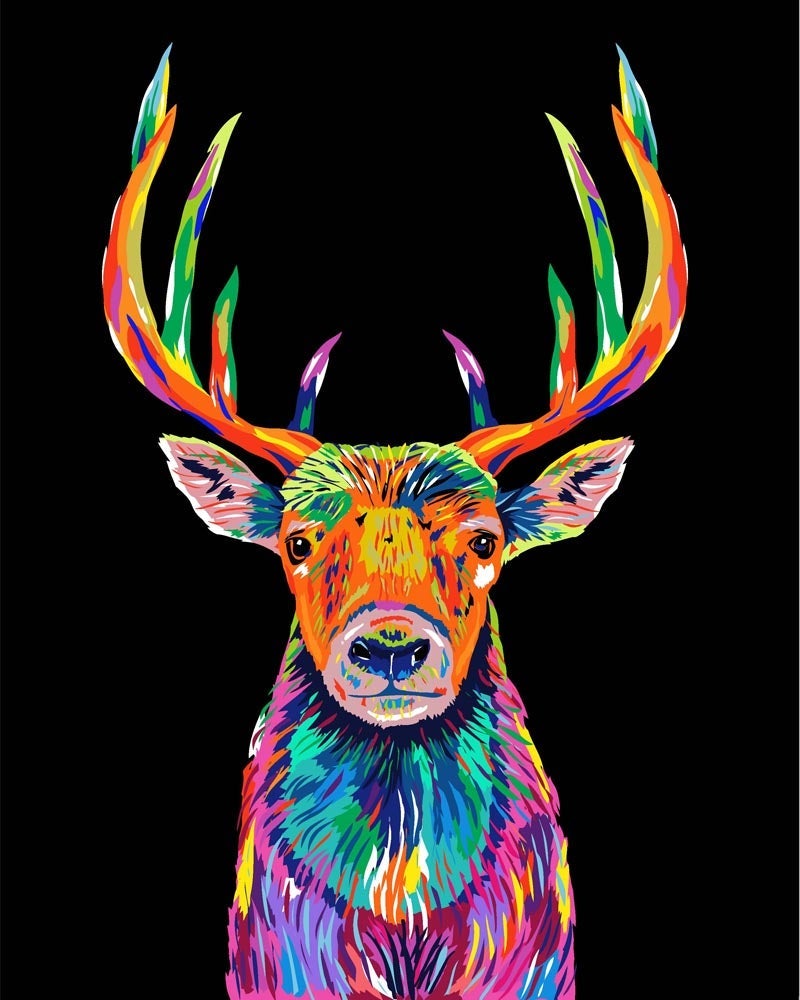 Malen nach Zahlen   Malen nach Zahlen   Neon Hirsch nah