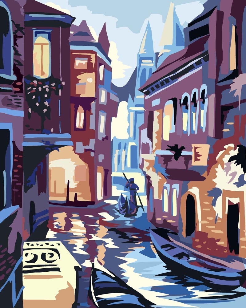 ABEUTY Malen Nach Zahlen Set 'Venedig Stadt', 40x50 Cm Leinwand, Inkl. Pinsel & Farben