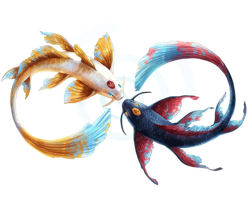 Malen nach Zahlen - Malen nach Zahlen - Ewige Bindung Koi - by jojoesart