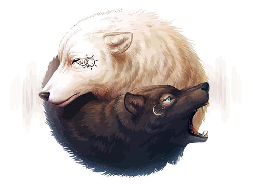 Malen nach Zahlen - Malen nach Zahlen - Yin und Yang Wölfe - by jojoesart