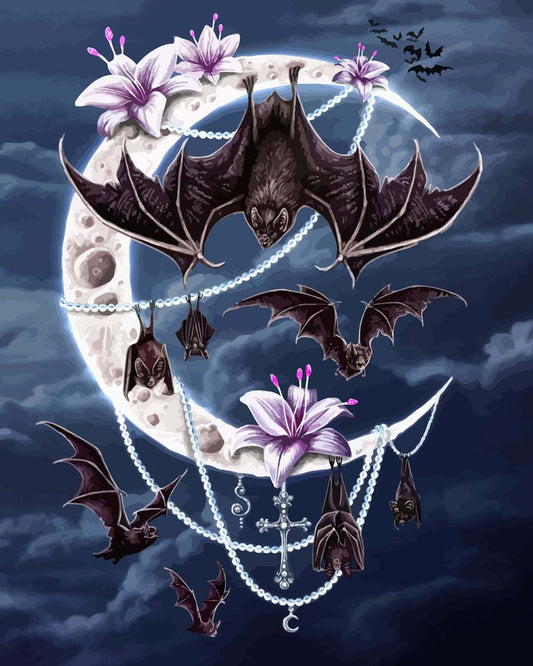 Malen nach Zahlen - Malen nach Zahlen - Bats Moon - by Sarah Richter