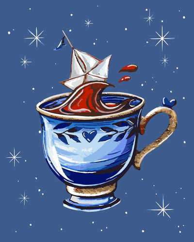 Malen nach Zahlen - Malen nach Zahlen - Papierboot Tasse - by Farbheldin