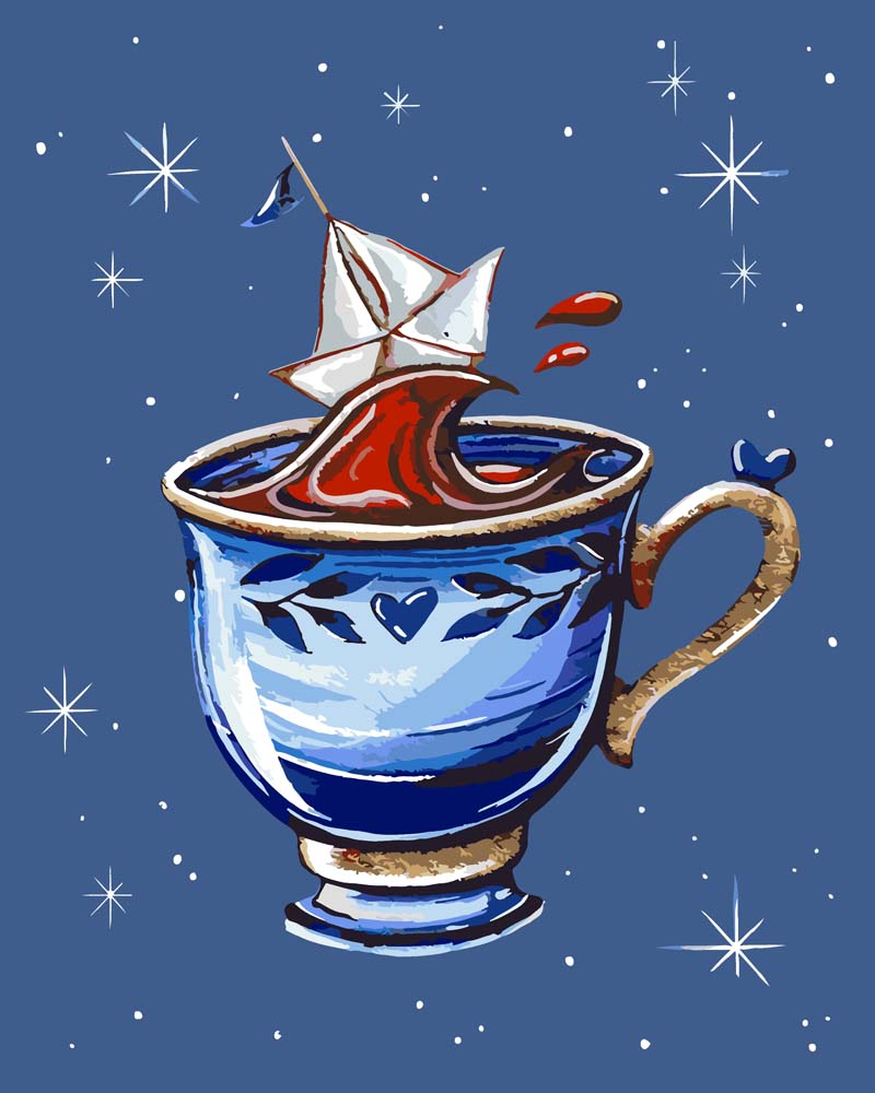 Malen nach Zahlen   Malen nach Zahlen   Papierboot Tasse   by Farbheldin