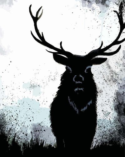 Malen nach Zahlen - Malen nach Zahlen - Hirsch im Nebel - by Tiny Tami