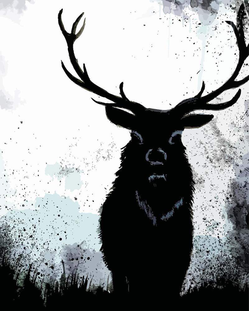 Malen nach Zahlen   Malen nach Zahlen   Hirsch im Nebel   by Tiny Tami