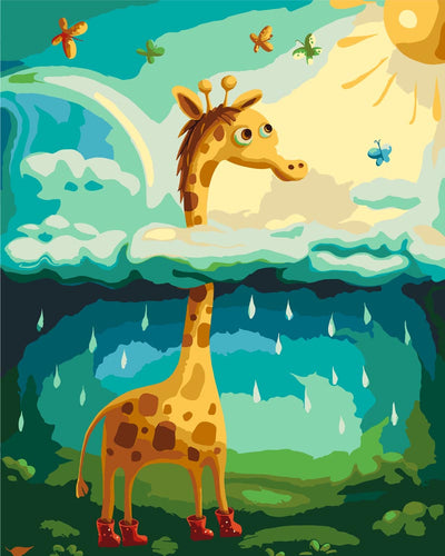 Malen nach Zahlen - Malen nach Zahlen - Giraffe Kopf in den Wolken