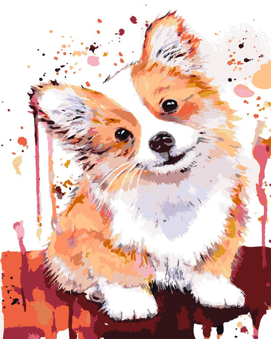 Malen nach Zahlen - Malen nach Zahlen - Happy Corgi - by Tiny Tami